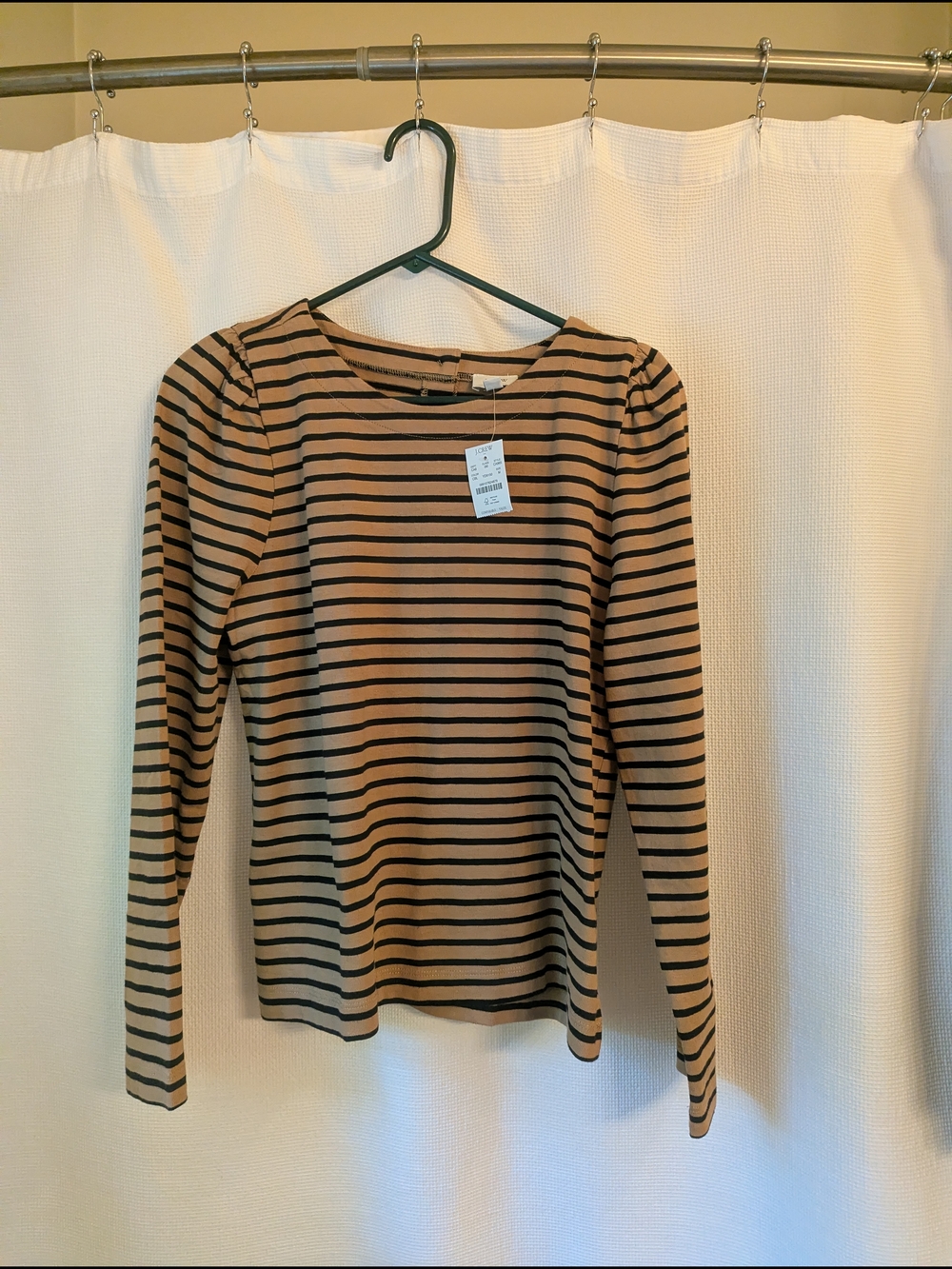 J. Crew Striped Long-Sleeve Tee in Camel and Black